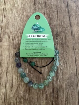 Pulsera fluorita macramé 8 mm