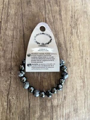 Pulsera Obsidiana Nevada y Hematite 10mm
