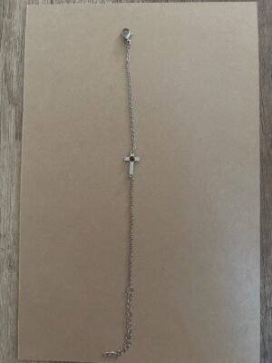 Pulsera Acero Cruz con Carneola