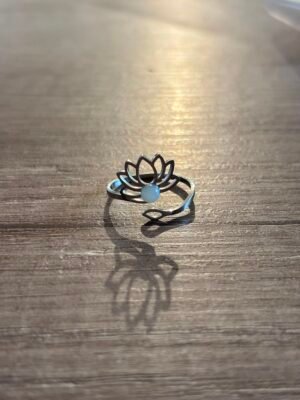 Anillo acero Flor de Loto Amazonita