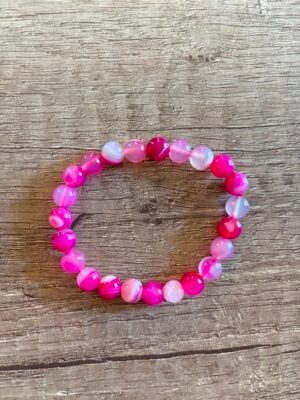 Pulsera bolas 8mm Ágata Rosa