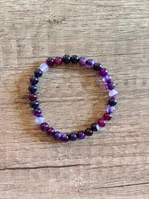 Pulsera bolas 6mm Ágata Lila