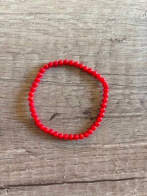 Pulsera bolas 4mm Coral Bambú.