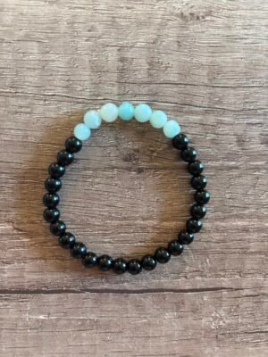 Pulsera bolas 6mm Obsidiana y Amazonita
