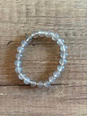 Pulsera bolas 8mm Ágata gris