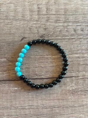 Pulsera bolas 6mm Obsidiana y Turquenita